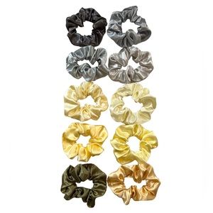 NEW 10 Satin Scrunchies Hair Ties Bundle